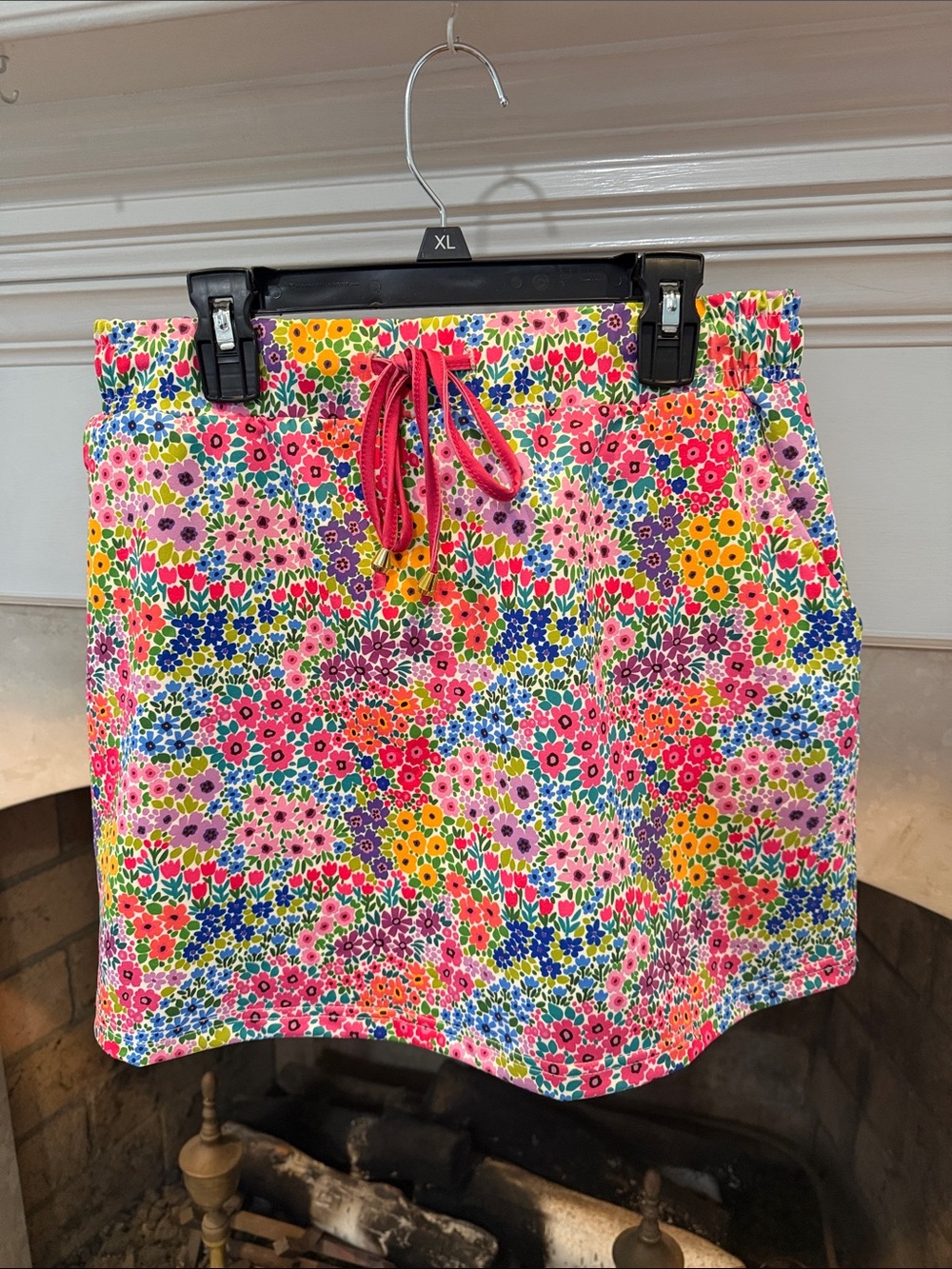 Jess Lea Floral Drawstring Skort - Pink Multicolor size medium